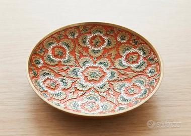 Piattino Decorativo Vintage in Ottone e Smalto