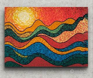 Quadro dipinto a mano acrilico su tela 100X80X3,5