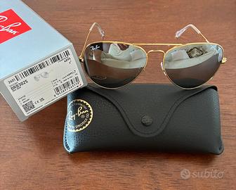 Occhiali sole RayBan Aviator Gold Lenti a specchio