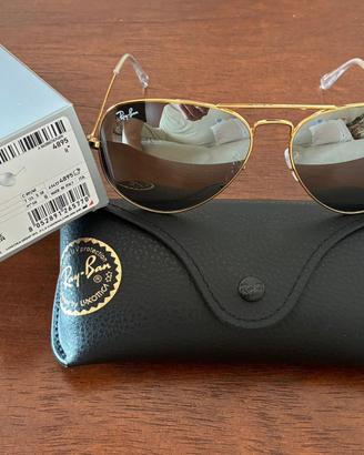 Occhiali sole RayBan Aviator Gold Lenti a specchio