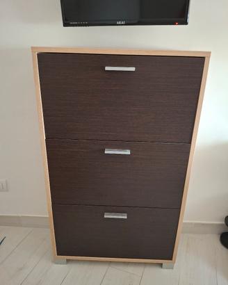 Scarpiera 3 vani beige e wenge