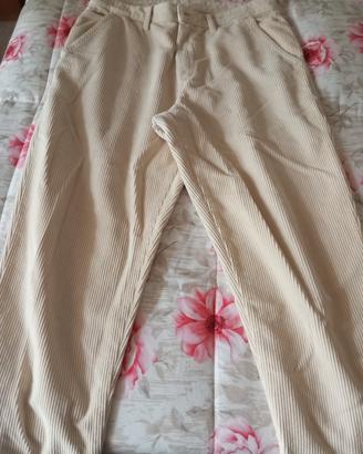 Zara pantalone uomo velluto costine crema 