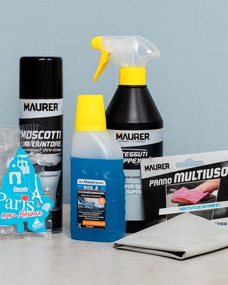 Kit prodotti per pulizia auto con panno lavavetri 