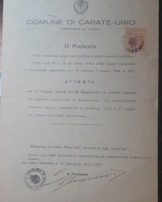 Autorizzazione del Podestà di Carate Brianza