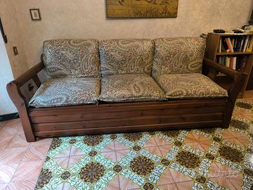 DIVANO 3 POSTI IN LEGNO CON SECONDO LETTO