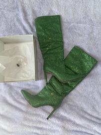 Stivali con brillantini verdi