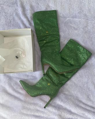 Stivali con brillantini verdi