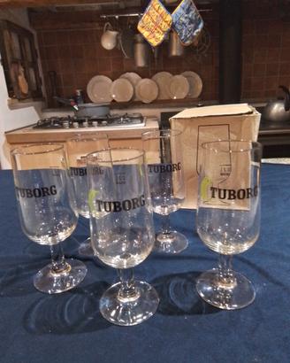 set di 5 calici birra tuborg
