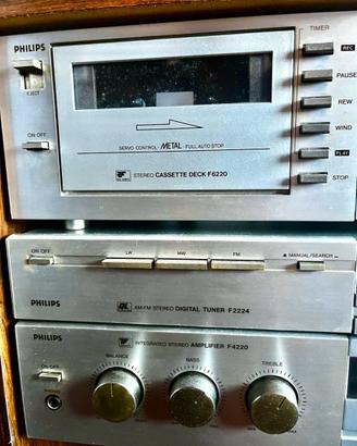 Impianto Hi-Fi Philips vintage anni '80 completo