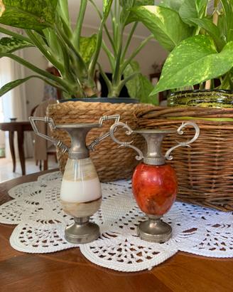 Vasetti in onice e malachine vintage