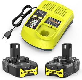 P103 18V 3000mAh Caricabatterie per Ryobi 2er Pack
