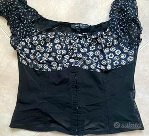 Top estivo Anna Rachele in pizzo e fantasia florea