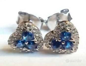 Orecchini in argento, zirconi e pietre blu. Nuovi