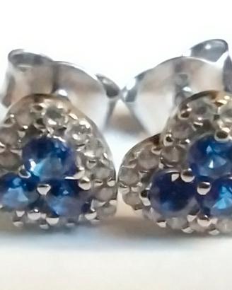 Orecchini in argento, zirconi e pietre blu. Nuovi