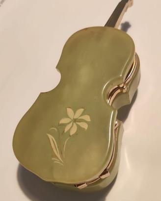 Portagioie Vintage a Forma di Violino in Alabastro