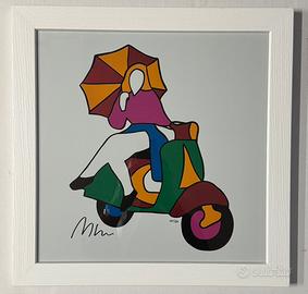 Quadro Serigrafia Marco Lodola pin up in vespa