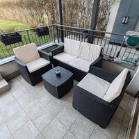 set terrazzo rattan soggiorno 3 poltrone e tavolin