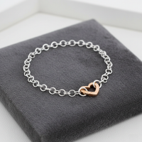 DoDo Cuore grande oro rosa con bracciale argento