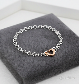 DoDo Cuore grande oro rosa con bracciale argento