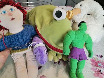 5 Peluche peluches pupazzi bambole in blocco  