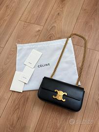 Celine triomphe plain in pelle color nero