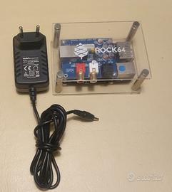 SBC rock64 + case + alimentatore + dac