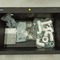 Lavello cucina nero nuovo con tutti gli accessori