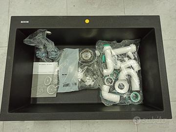 Lavello cucina nero nuovo con tutti gli accessori