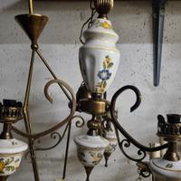 Lampadario stile Bassano in ceramica anni '60 