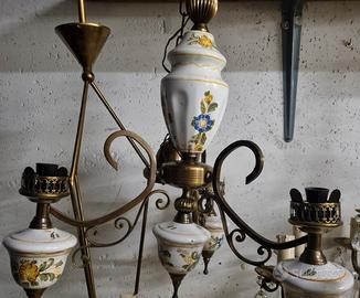 Lampadario stile Bassano in ceramica anni '60 