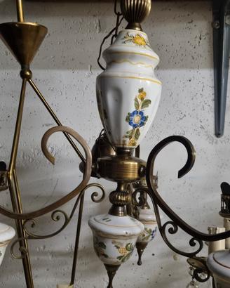 Lampadario stile Bassano in ceramica anni '60 