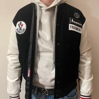 Moncler piumino bomber in velluto rigato e pvc