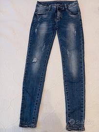 jeans donna skinny con strass 