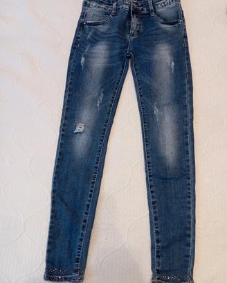 jeans donna skinny con strass 