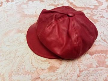 Cappello Amati rosso vera pelle taglia 55 basco