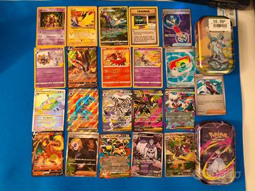 Lotto completo 20 carte Pokémon + 2 Tin sigillate