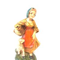 Presepe 10 cm donna con pecora e cesta CARTAPESTA