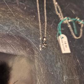 catenina con castone zirconio oro bianco 750