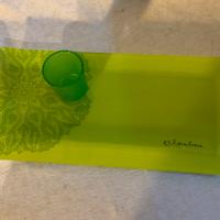 Set n.6 bicchierini e vassoio verde NUOVO