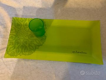 Set n.6 bicchierini e vassoio verde NUOVO