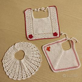 N. 3 BAVAGLIE BIMBA FATTE A MANO UNCINETTO