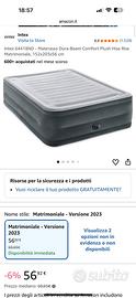 Letto matrimoniale ginfiabile intex