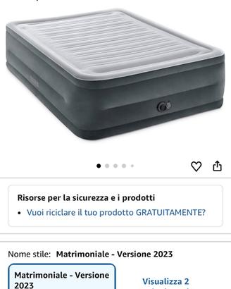 Letto matrimoniale ginfiabile intex