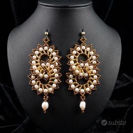 Orecchini vintage artigianali perle di fiume vere