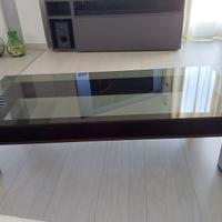 Tavolinetto Elegante in Vetro e Legno