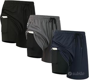 3 Short Sportivi Uomo 2 in 1 NUOVI Sped Gratis