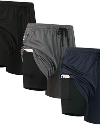 3 Short Sportivi Uomo 2 in 1 NUOVI Sped Gratis
