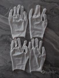 4 guanti leggeri in tessuto bianco