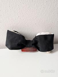 Pettinino Per Capelli Vintage Con Maxi Fiocco Nero