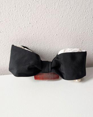 Pettinino Per Capelli Vintage Con Maxi Fiocco Nero